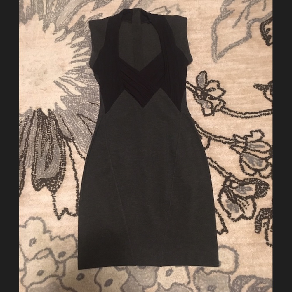 French Connection Stretch Grey Black Dress Size 2
